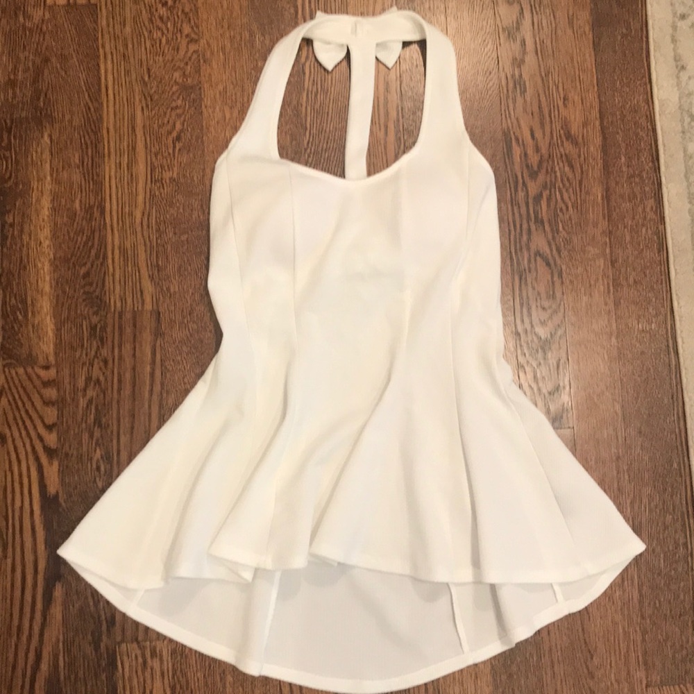 White Peplum Top with Racerback with Bows
